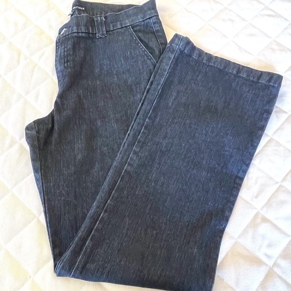 Tommy Hilfiger trendy wide leg high rise women jeans dark blue like black US 31 - Picture 3 of 16